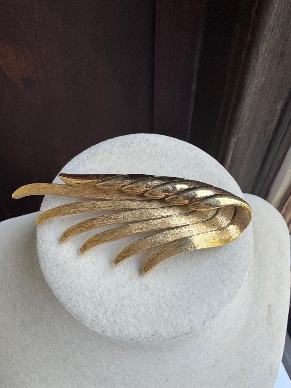 Money Large Gold Tone Wing Statement Brooch